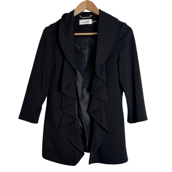 Calvin Klein Jackets & Blazers - Calvin Klein Blazer/Jacket Black Open Front
Cascade Ruffle Front 3/4 Sleeve 6